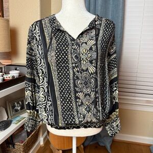 Akiko 100% Silk Peasant Blouse Size M